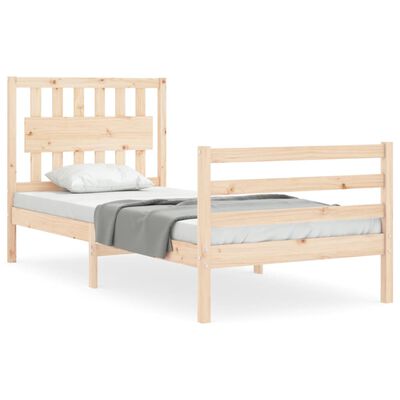 vidaXL Estrutura de cama com cabeceira 90x200 cm madeira maciça