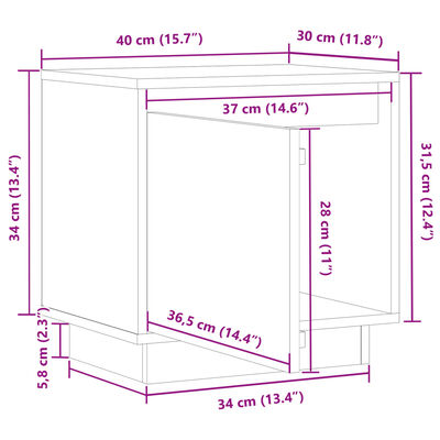 vidaXL Mesas de cabeceira 2 pcs 40x30x40 cm pinho maciço preto