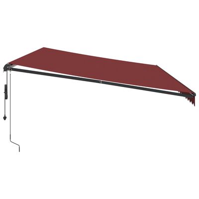 vidaXL Toldo retrátil automático com luzes LED 600x350 cm bordô