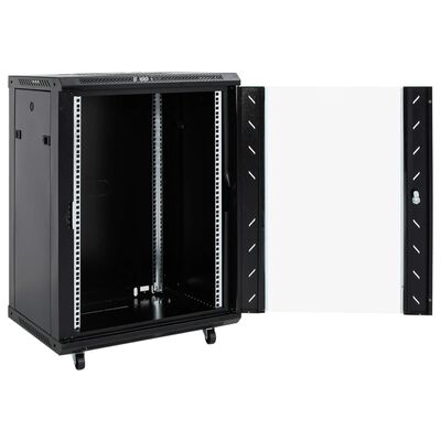 vidaXL Armário bastidor 15U 19" IP20 53x40x80 cm preto