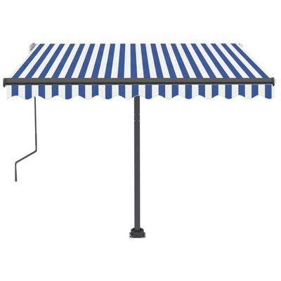 vidaXL Toldo retrátil manual independente 350x250 cm azul e branco