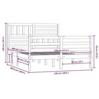 vidaXL Estrutura de cama sem colchão 120x200 cm madeira maciça