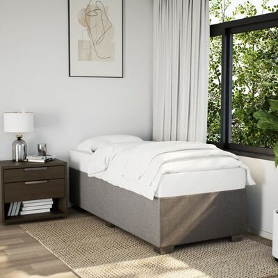 vidaXL Estrutura de cama 90x190 cm tecido cinza-acastanhado