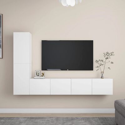 vidaXL 4 pcs conjunto de móveis de TV derivados de madeira branco