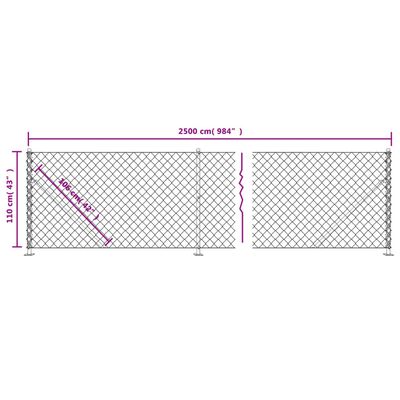 vidaXL Cerca de arame com flange 1,1x25 m antracite