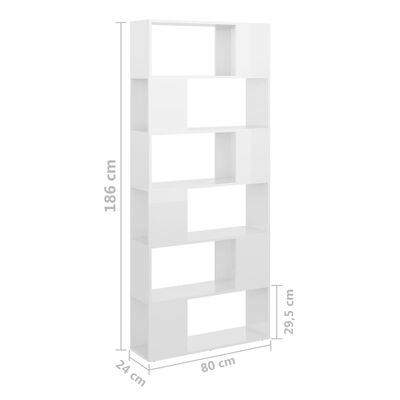 vidaXL Estante/divisória derivados de madeira branco brilhante