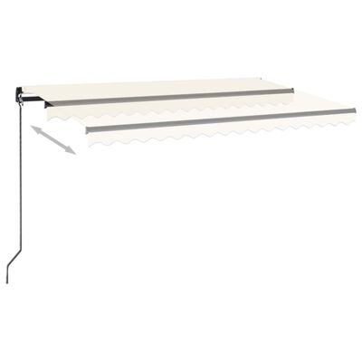 vidaXL Toldo retrátil manual com LED 400x350 cm cor creme