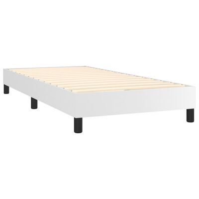 vidaXL Cama com molas/colchão 90x200 cm couro artificial branco