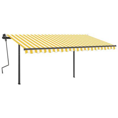 vidaXL Toldo automático c/ LED e sensor de vento 4x3 m amarelo/branco