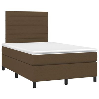 vidaXL Cama boxspring com colchão 120x190 cm tecido castanho-escuro