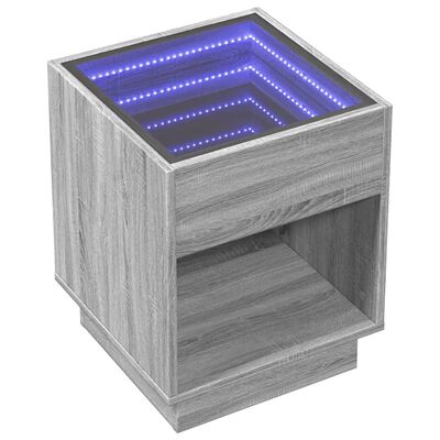 vidaXL Mesa de cabeceira c/ LED Infinity 40x40x50 cm cinzento sonoma