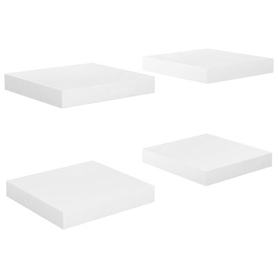 vidaXL Prateleiras de parede suspensas 4 pcs 23x23,5x3,8cm MDF branco