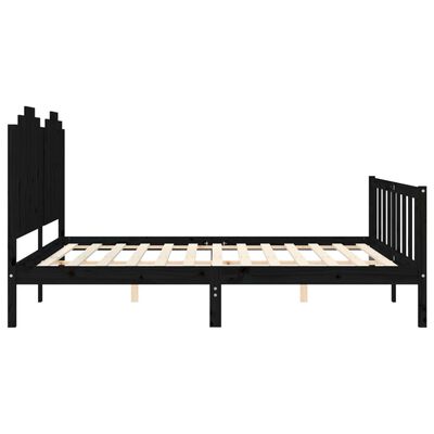 vidaXL Estrutura de cama com cabeceira 180x200 cm madeira maciça preto