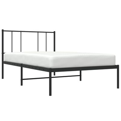 vidaXL Estrutura de cama metal s/ colchão c/ cabeceira 75x190 cm preto