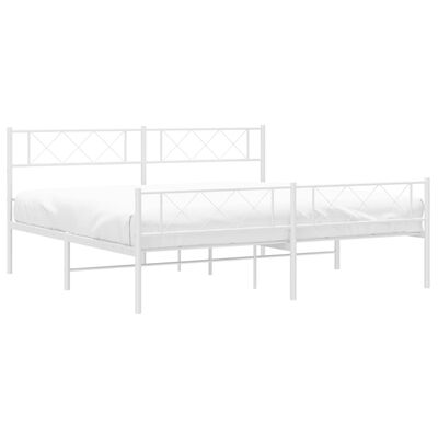 vidaXL Estrutura de cama com cabeceira e pés 193x203 cm metal branco