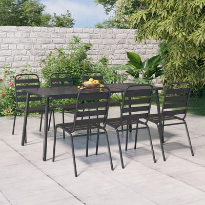 vidaXL 7 pcs conjunto de jantar para jardim aço antracite