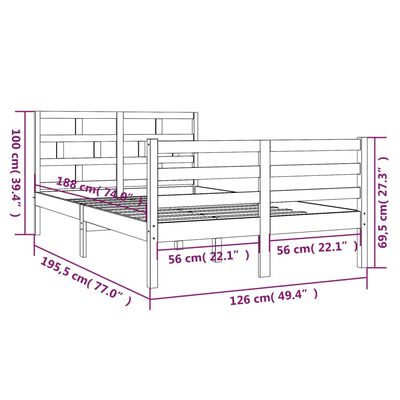 vidaXL Estrutura cama pequena casal 120x190 cm pinho maciço branco