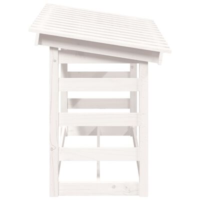 vidaXL Suporte para lenha 108x64,5x78 cm pinho maciço branco