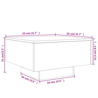 vidaXL Mesa centro 55x55x31 cm derivados de madeira carvalho castanho