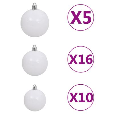 vidaXL Árvore Natal artificial pré-iluminada c/ bolas branco