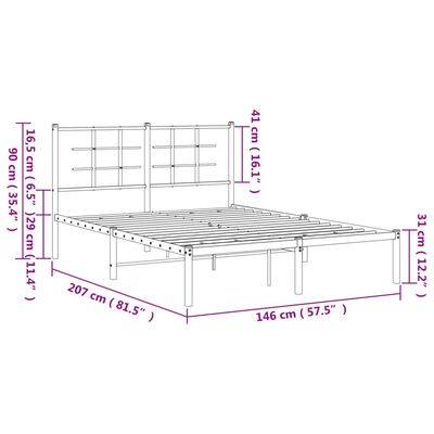 vidaXL Estrutura de cama com cabeceira 140x200 cm metal branco