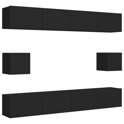 vidaXL 6 pcs conjunto de móveis de TV derivados de madeira preto