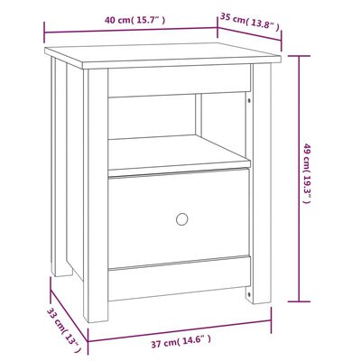 vidaXL Mesa de cabeceira 40x35x49 cm madeira de pinho maciça branco