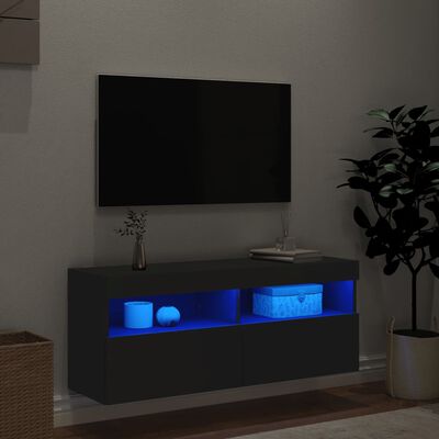 vidaXL Móvel de parede para TV com luzes LED 100x30x40 cm preto