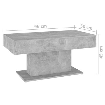 vidaXL Mesa de centro 96x50x45 cm derivados madeira cinzento cimento