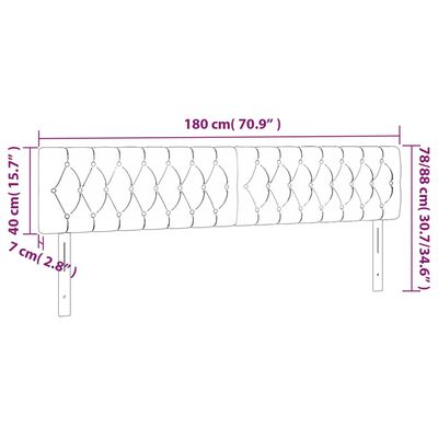 vidaXL Cabeceira de cama c/luzes LED veludo 180x7x78/88 cm cinza-claro