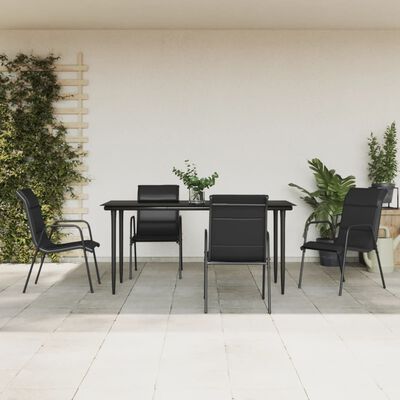 vidaXL 5 pcs conjunto de jantar para jardim aço e textilene preto