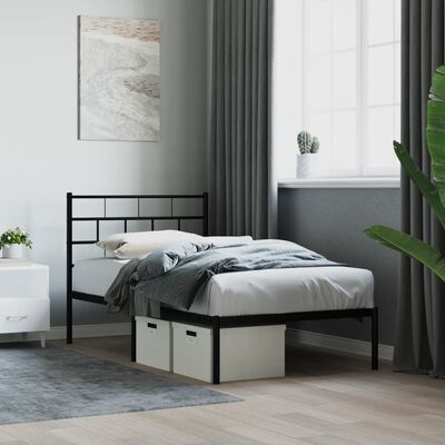 vidaXL Estrutura de cama com cabeceira 90x200 cm metal preto