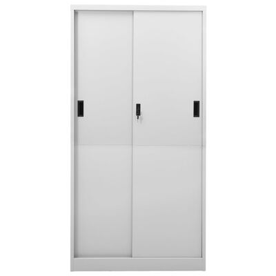 vidaXL Armário escritório porta deslizante 90x40x180cm aço cinza-claro