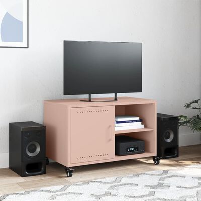 vidaXL Móvel de TV 68x39x43,5 cm aço rosa