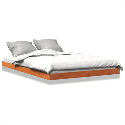 vidaXL Estrutura de cama 140x200 cm madeira pinho maciça castanho cera