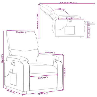 vidaXL Poltrona massagens reclinável couro artificial vermelho tinto