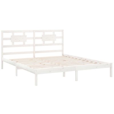 vidaXL Estrutura de cama super king pinho maciço 180x200 cm branco