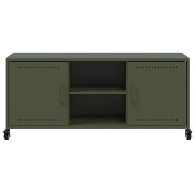 vidaXL Móvel de TV 100,5x39x43,5 cm aço verde-azeitona