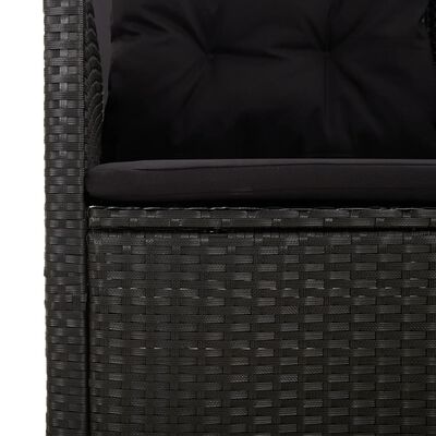 vidaXL 3 pcs conjunto lounge de jardim c/ almofadões vime PE preto