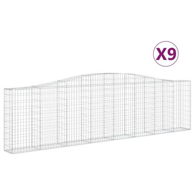 vidaXL Cestos gabião arqueados 9pcs 400x30x100/120cm ferro galvanizado