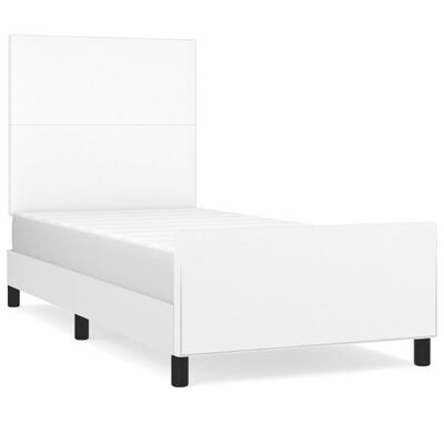 vidaXL Estrutura cama c/ cabeceira 100x200 cm couro artificial branco