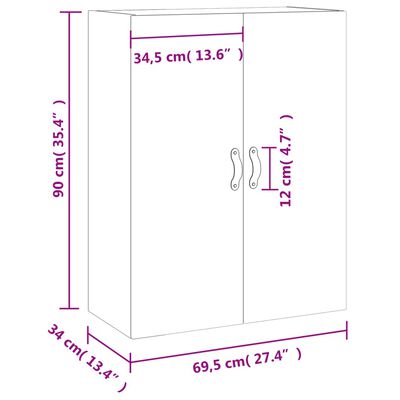 vidaXL Armário de parede 69,5x34x90 cm branco