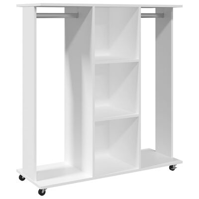 vidaXL Roupeiro com rodas 102x38x110 cm derivados de madeira branco