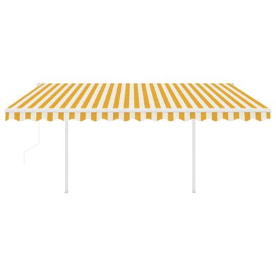 vidaXL Toldo retrátil automático com postes 4,5x3 m amarelo e branco