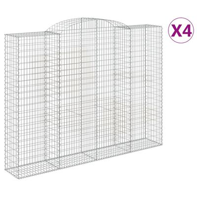 vidaXL Cestos gabião arqueados 4pcs 300x50x220/240cm ferro galvanizado