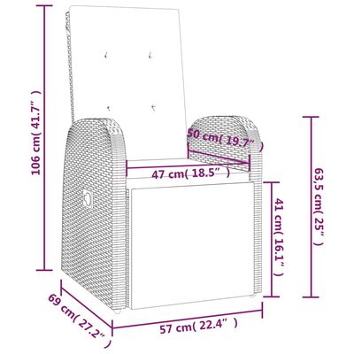 vidaXL 7 pcs conjunto de jantar p/ jardim c/ almofadões vime PE cinza