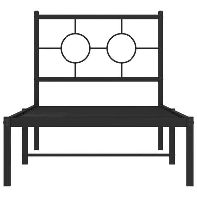 vidaXL Estrutura de cama metal s/ colchão c/ cabeceira 75x190 cm preto