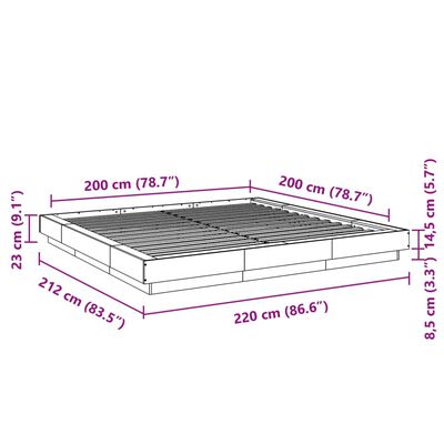 vidaXL Estrutura de cama 200x200 cm derivados madeira carvalho sonoma