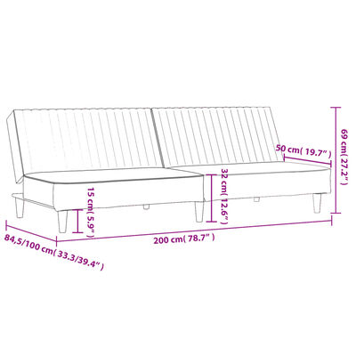 vidaXL Sofá-cama de 2 lugares veludo cinzento-escuro