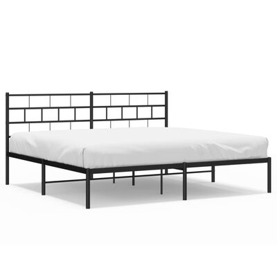 vidaXL Estrutura de cama com cabeceira 193x203 cm metal preto